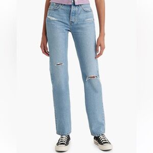 Levi's 501 Distressed Button Fly Straight Leg Jeans
